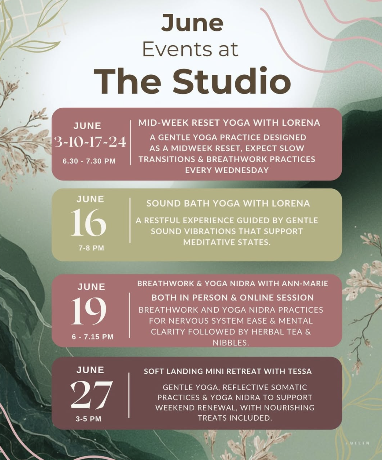 June Events at the Studio Reading